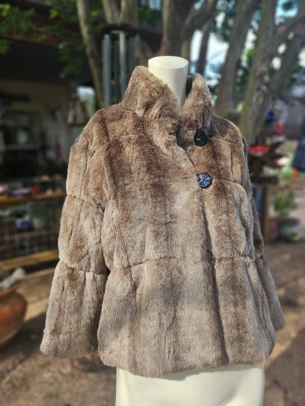I.N.C. International Concepts Women's Soft Faux Fur Jacket - Taupe & Brown M